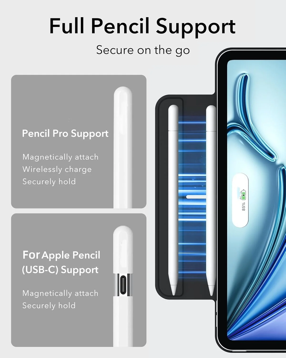 product for powerful magnetic slim trifold stand pencil support durable protection pu leather tablet case for ipad air 11 inch-5