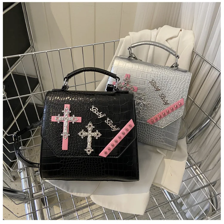 Street Style Y2K Woman Crocodile PU Leather Shoulder Messenger Bag