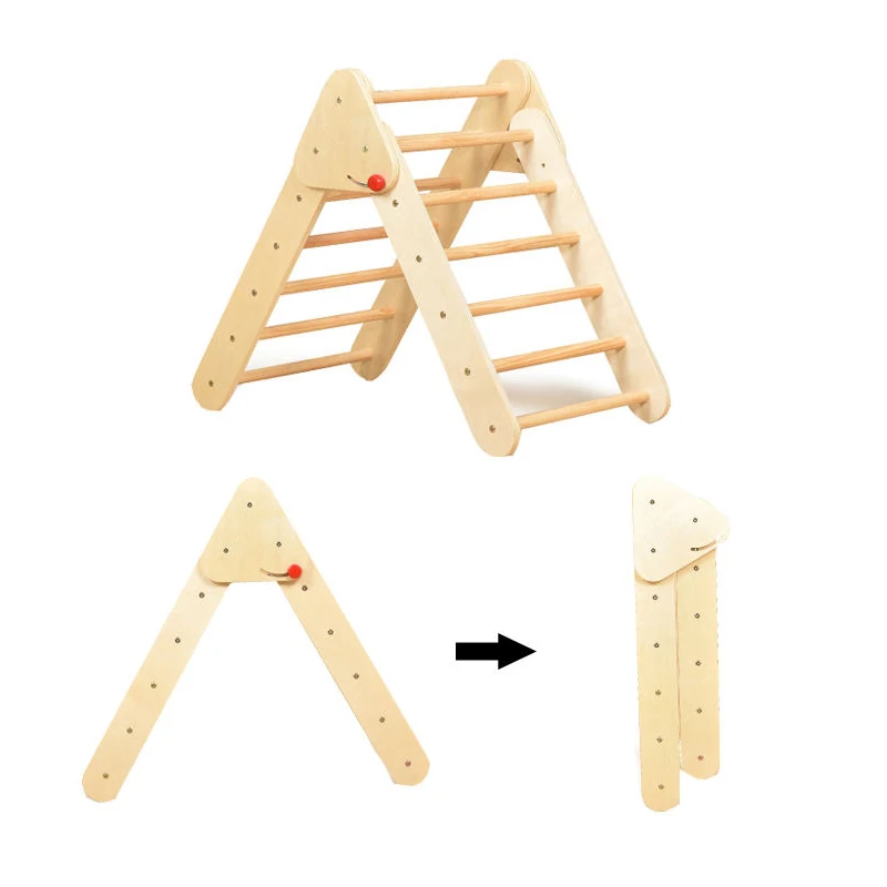 Kids Wooden Climbing Frame Triangle Pikler Climbing Equipment For Toddlers Indoor Playground Set