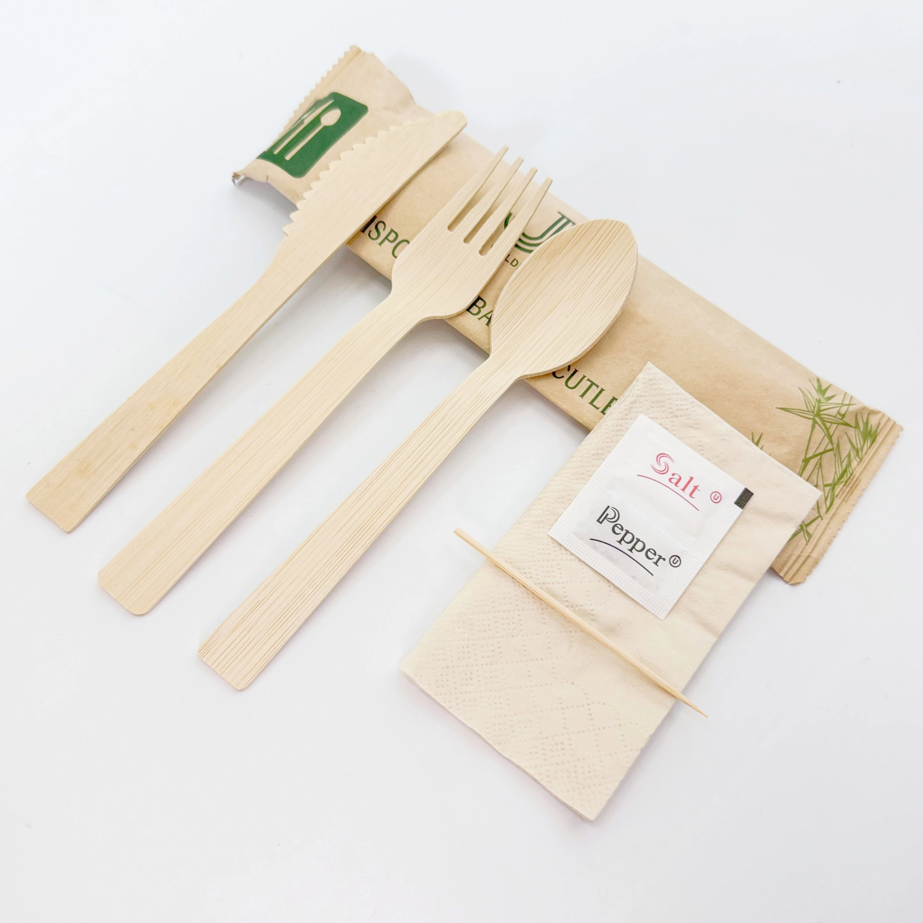 140mm Airline 6 In 1 Set Bamboo Disposable Fork Knife Spoon Toothpicks ...