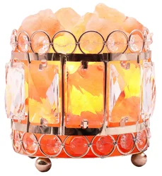 Home Decoration Natural Crystal Iron Metal Basket Design Rock Salt Lamps Himalayan rock salt lamps Pink Himalaya