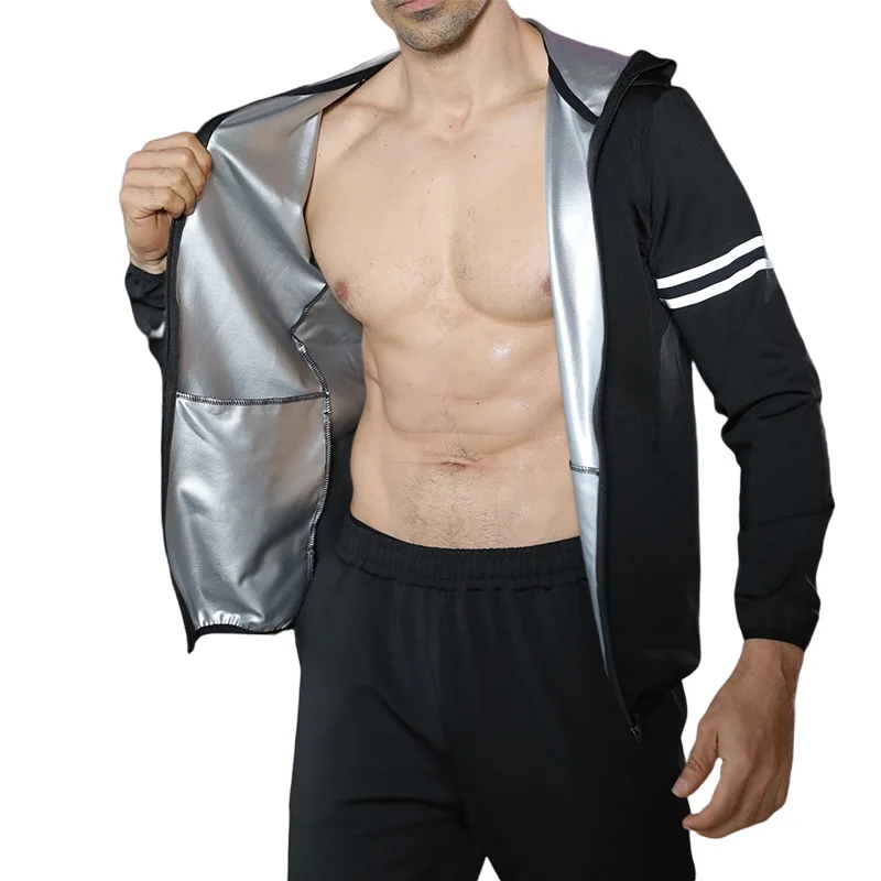 Sauna Suit Men Sweat Jacket Long Sleeve Shirt Workout Body Shaper - Main Image