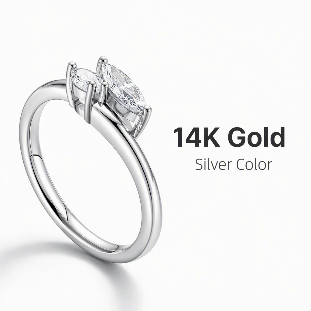 14K Gold Horse's Eye Lab Grown Diamond Ring Lab Created Diamond Engagement Ring Marquise Lab Diamond Rings for Women