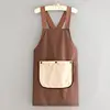 Striped hand towel apron, coffee color (removable hand towel)