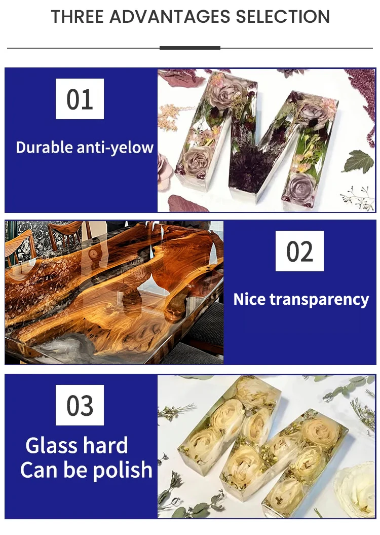 Quick curing 2:1 Casting high performance hardness yellowing resistance epoxy resin AB glue for wood river table
