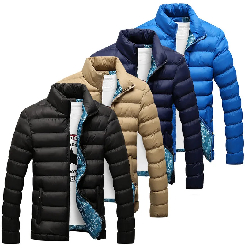 Hot Sale Man Winter Jacket Stand Collar Parka Jacket Solid Thick ...