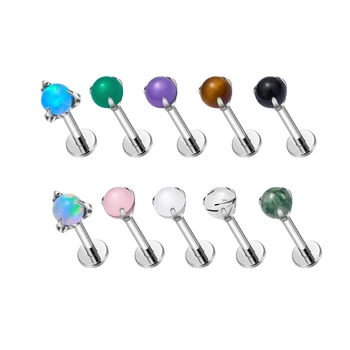 G23 Titanium 16G Piercing Ear Studs Crystal Opal Helix Cartilage Tragus Fashion Earring Labret Lip Ear Lobe Piercing Jewelry