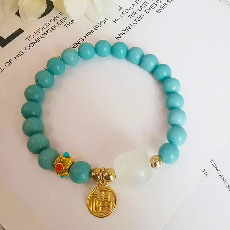 Custom logo Charm Glass Stone Beaded Bracelets Chinese Style Fashion Charm Gemstone Bracelets Premium Souvenir Gifts
