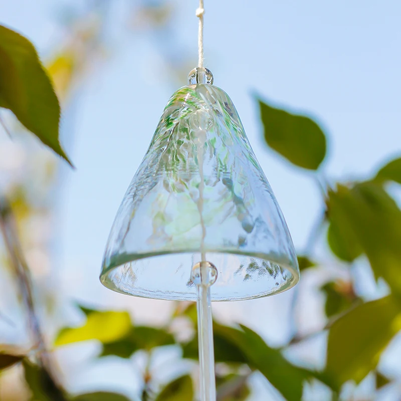 Wholesale Handmade Japandi Style Glass Triangle Wind Chime Bell Environment-friendly Creative All Seasons Wall Mounted Home Deco