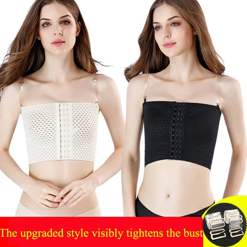 Intimates Shaper Breast Binder Trans With Bra Straps Tops Breathable Buckle Short Chest Breast Tomboy Bra