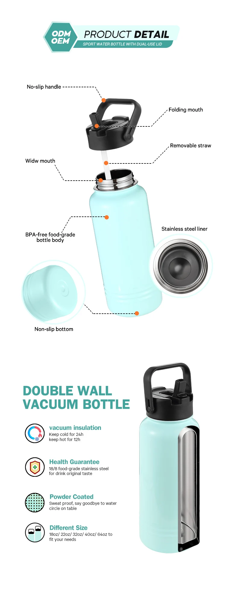 Everich ODM Double Wall Insulated Water Bottles - Stainless Steel for ...