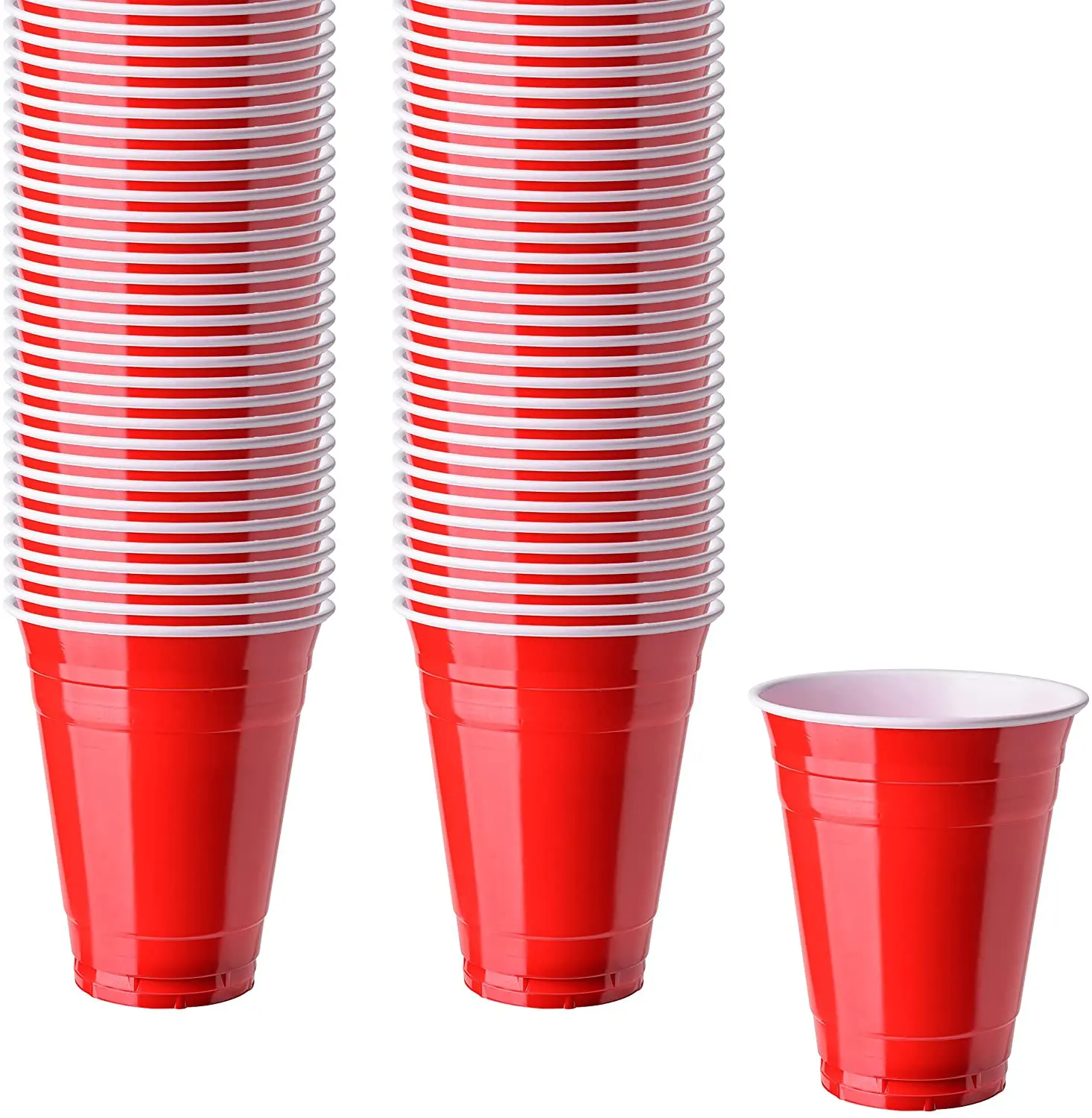 16-Ounce Plastic Party Cups in Red (50 Pack) Disposable Plastic