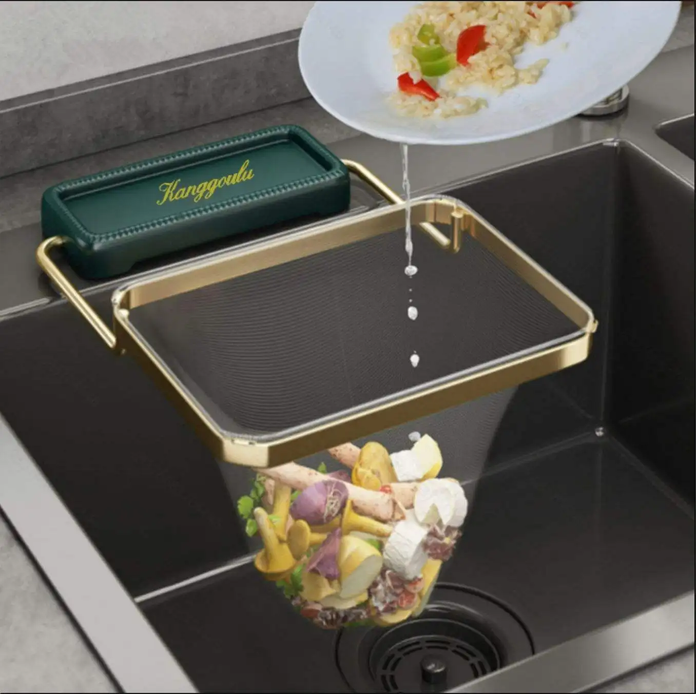 Plastic Kitchen Sink Corner Waste Holder Mesh Bag Leftover Food Catcher Anti-Clogging Foldable Drain Rack Kitchen Organizer