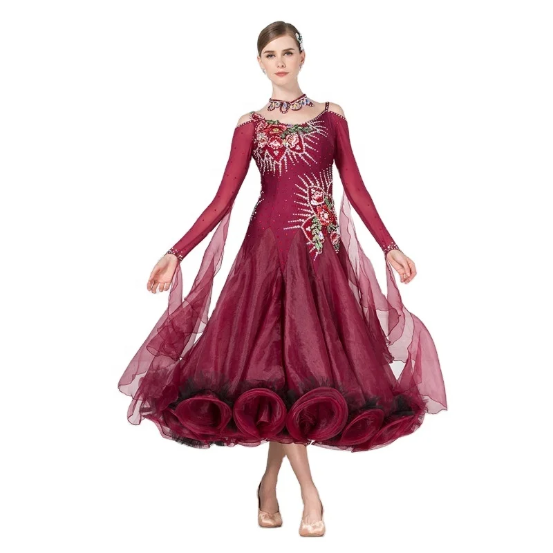 ballroom dance dresses for women White Dress Adorned with intricate sequin embellishments new smooth & ballroom