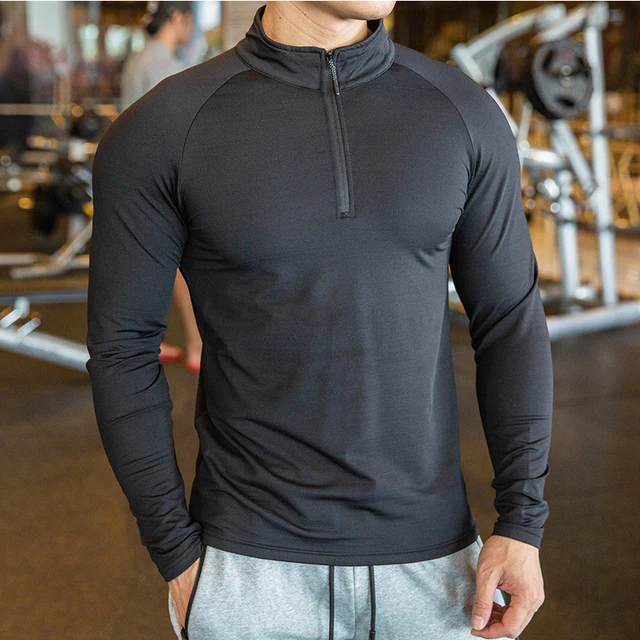 Bodybuilding long sleeve men's compression fitness running T-shirt quick-drying men's sports T-shirt tight gym shirt