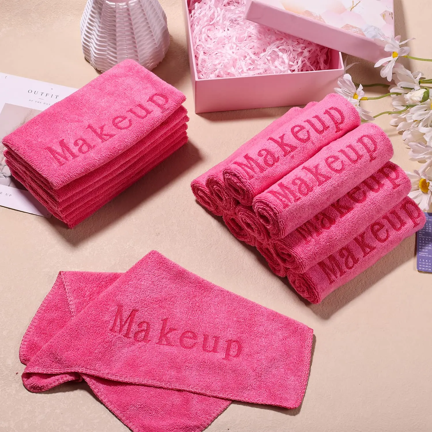 Makeup Towels,Microfiber Face Washcloth 12x12in Makeup Remover Wash Cloth Soft For Women Skin