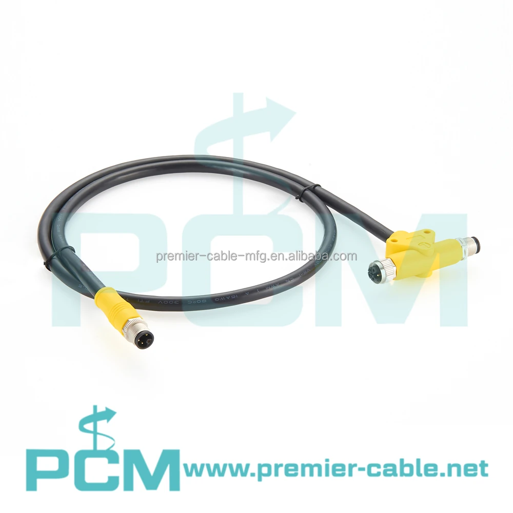 Industrial Profibus ProfiNet M12 Power L-Code Tee M12 Can Bus Cable manufacture