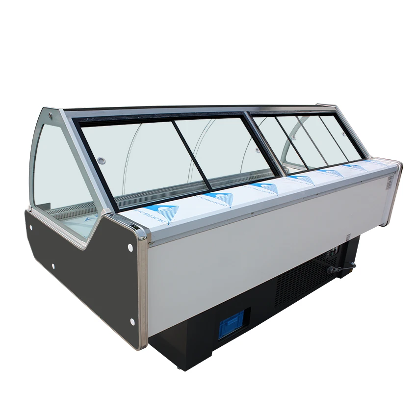 Коммерческий мясной магазин дисплей холодильник мяса и для кулинарно-деликатесной продукции морепродукты самообслуживания витрина