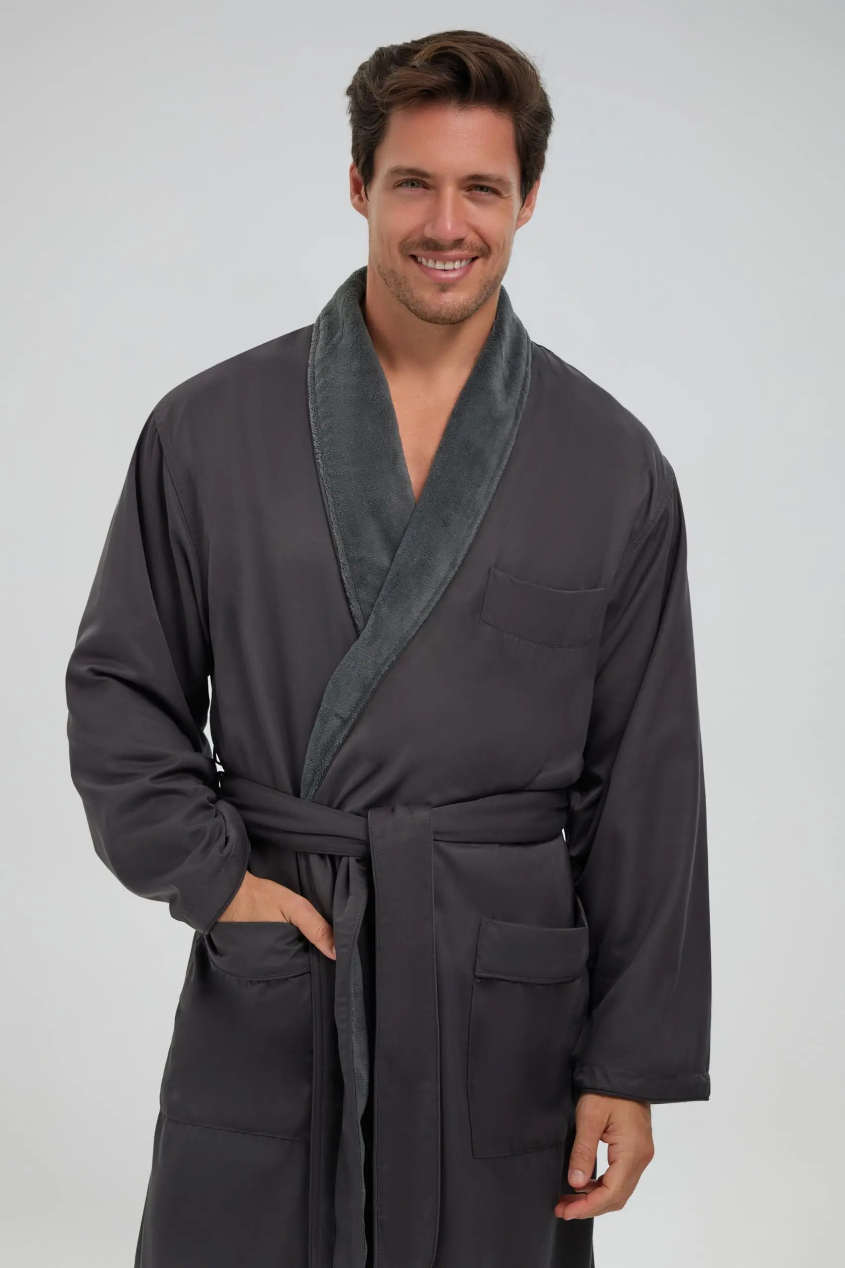 NAFING Peignoir De Bain Femme Et Homme Col En V Unisexe Chambre Peignoir Serviette De Bain Doux Et Léger Vêtements De Nuit Pyjama Grande Taille Absorbant Et Confort Chemises De Nuit Kimono