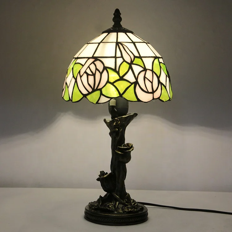 LongHuiJing Tiffany Lamp Dragonfly Style Stained Glass Table Lamps