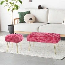Wholesale Hot Sale Modern Style Bedroom Furniture Pouf Ottoman Seat Living Room Sitting Ottoman Bench