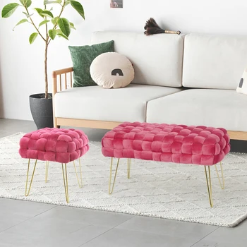 Wholesale Hot Sale Modern Style Bedroom Furniture Pouf Ottoman Seat Living Room Sitting Ottoman Bench