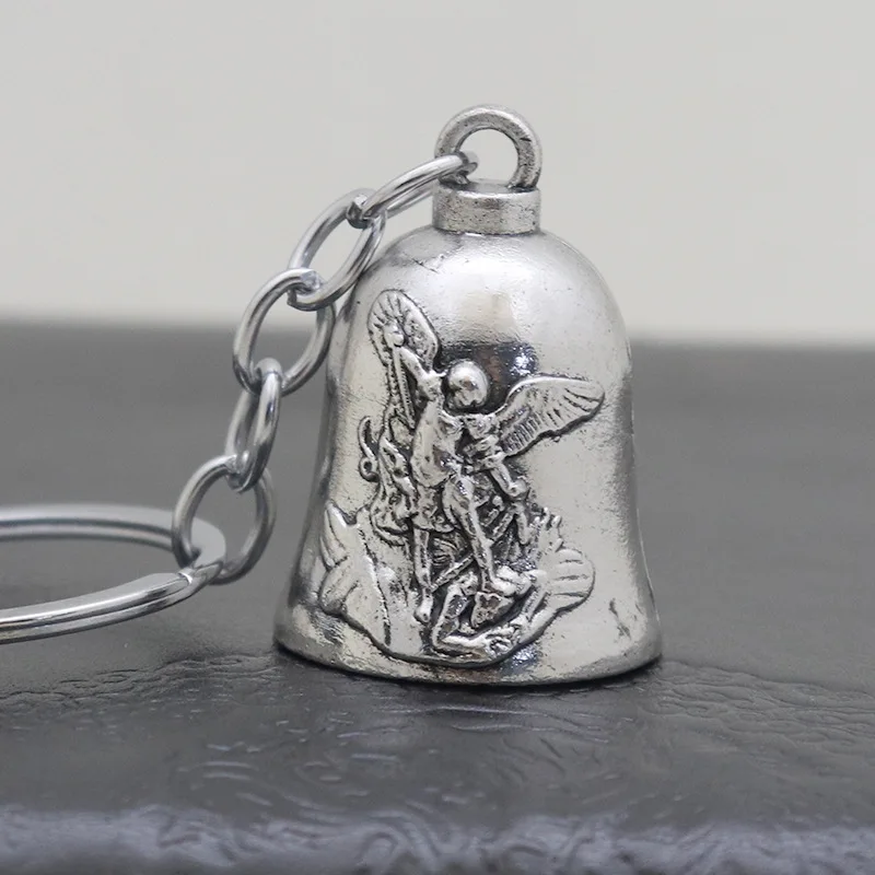 Catholic Bell KeyChain Protection Guardian Ride Bell Good Luck Charm St.Michael St.Benedict Biker Gifts Religious Keyrings