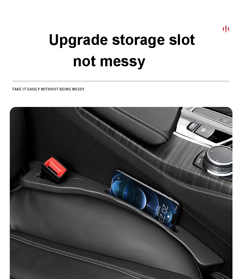 Multifunctional portable car seat side gap filler plug with storage slot