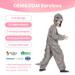 Hooded Onesie Custom Sequin Detail Dinosaur Costume for Dress-Up & Cosplay Events ASTM Certified
