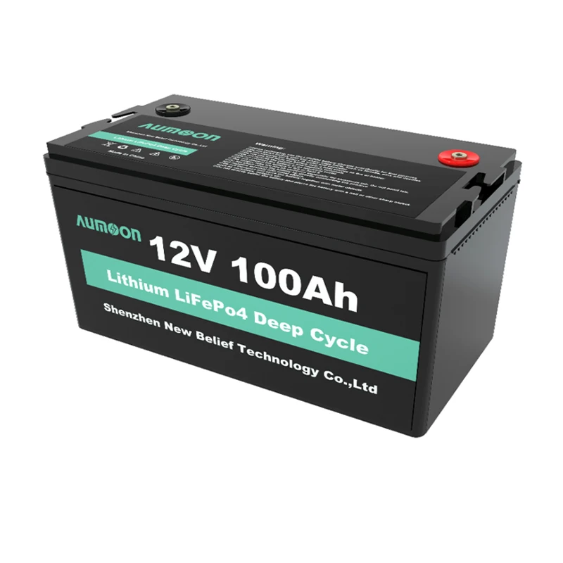 LP12 Aumoon OEM Lifepo4 Battery12V100A 200A with Built-in 4S 8S BMS Auto Rechargeable Lithium Ion Battery