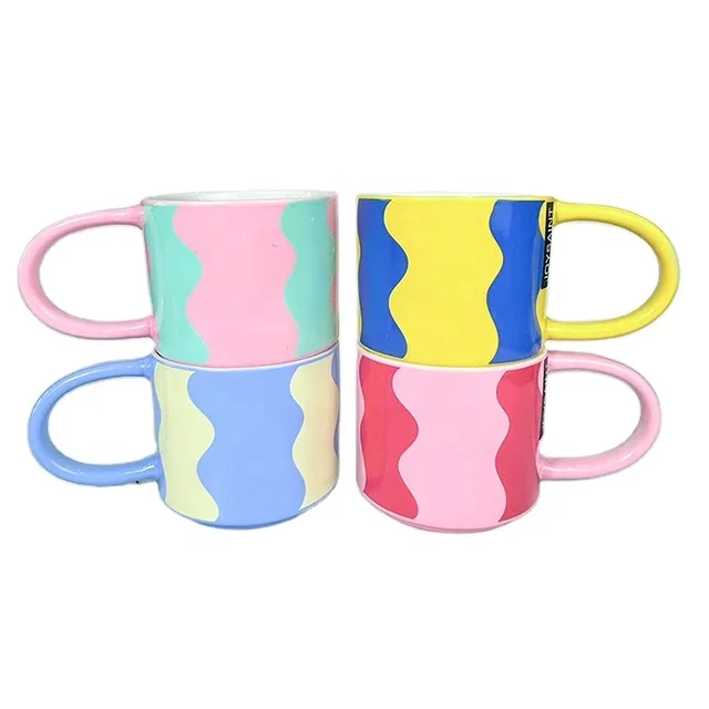 Newest Color Glaze Stacking Mug Coffee Mug Set Custom Design