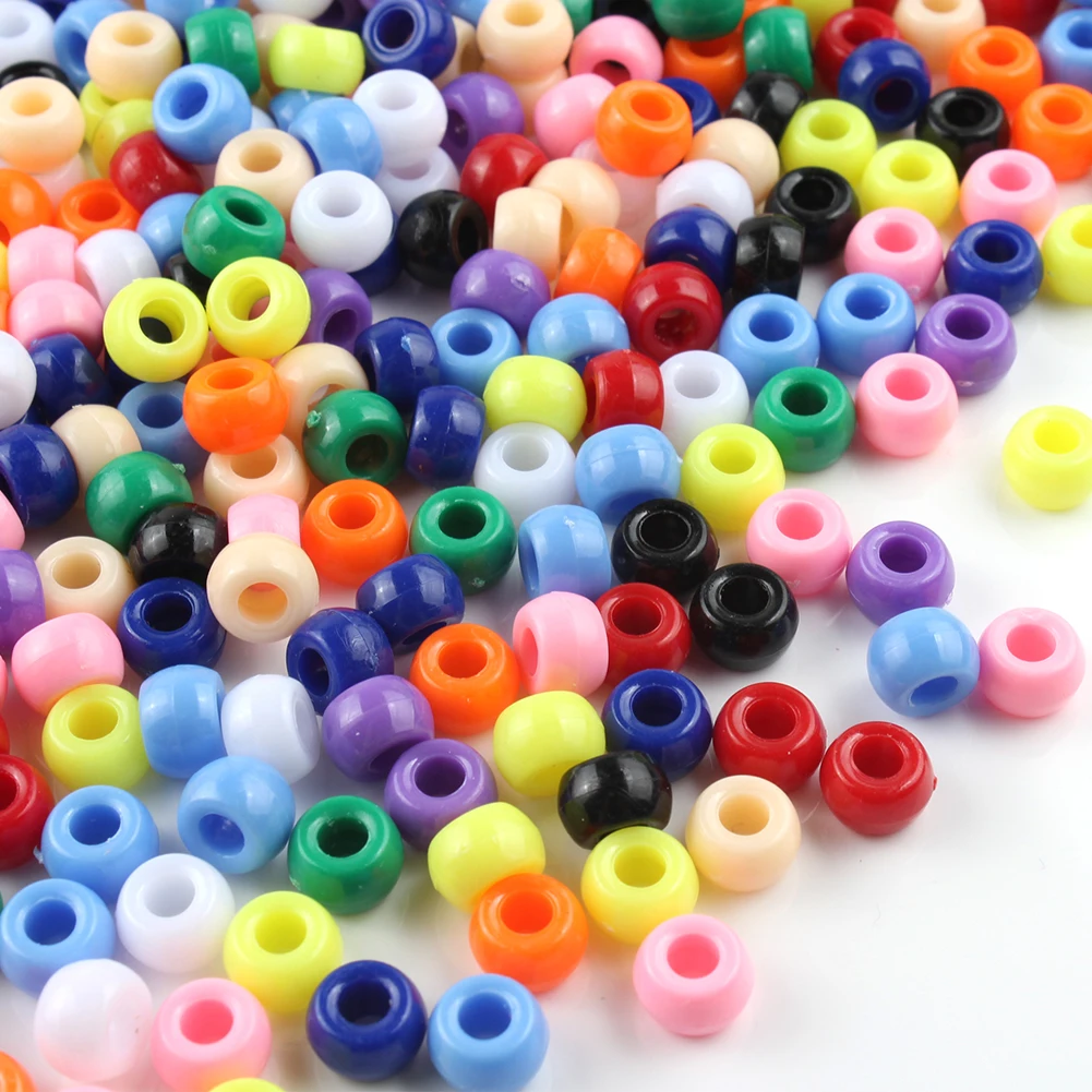 Wholesale DIY-friendly Mix Color Large Hole Acrylic & Plastic Pony Beads Colored Beads for Creative Projects