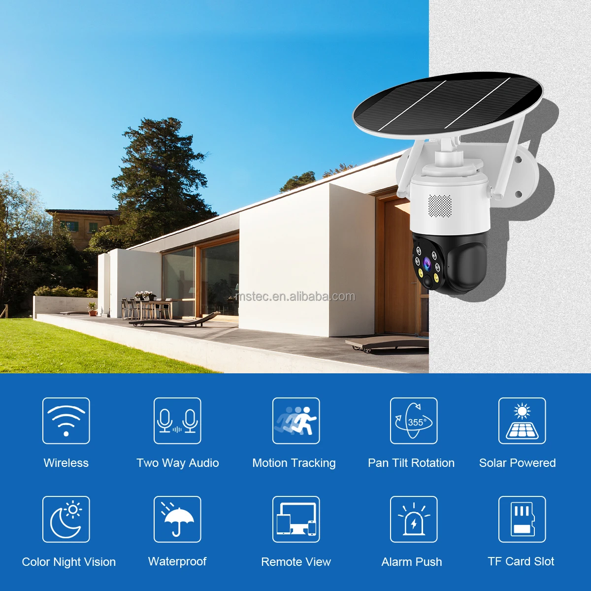 T30 Wireless Solar Battery Powered Outdoor CCTV Camera 3MP Outdoor Security WiFi 4G Solar PTZ Camera With Panel