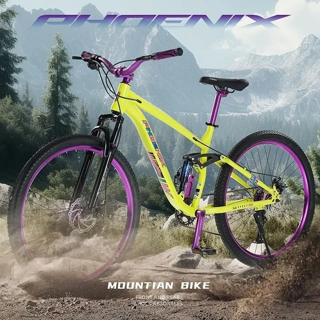 Yellow 24 26 27.5 Inch Soft Tail Disc Brake Dual Shock Absorption Teenager Mountain Bike Cycle For Student