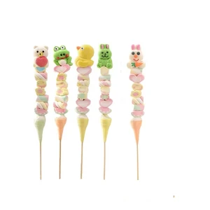 Marshmallow Cartoon Christmas Lollipop Soft Candy Candied Hawthorn Skewers Sweet Flavored Mixed Snacks for Kids