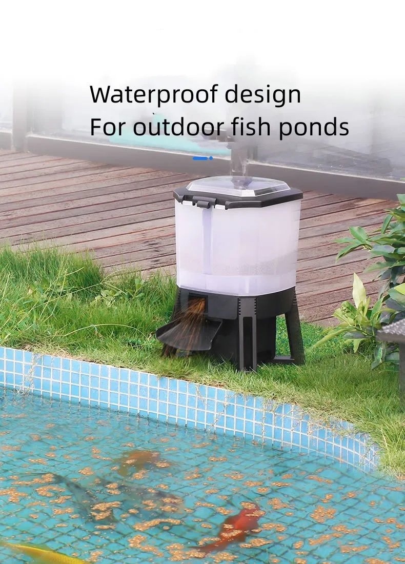Spot Goods Offer Solar Automatic Koi Fish Feeder Feederauto Pond Fish Feeder Auto Feeder Large