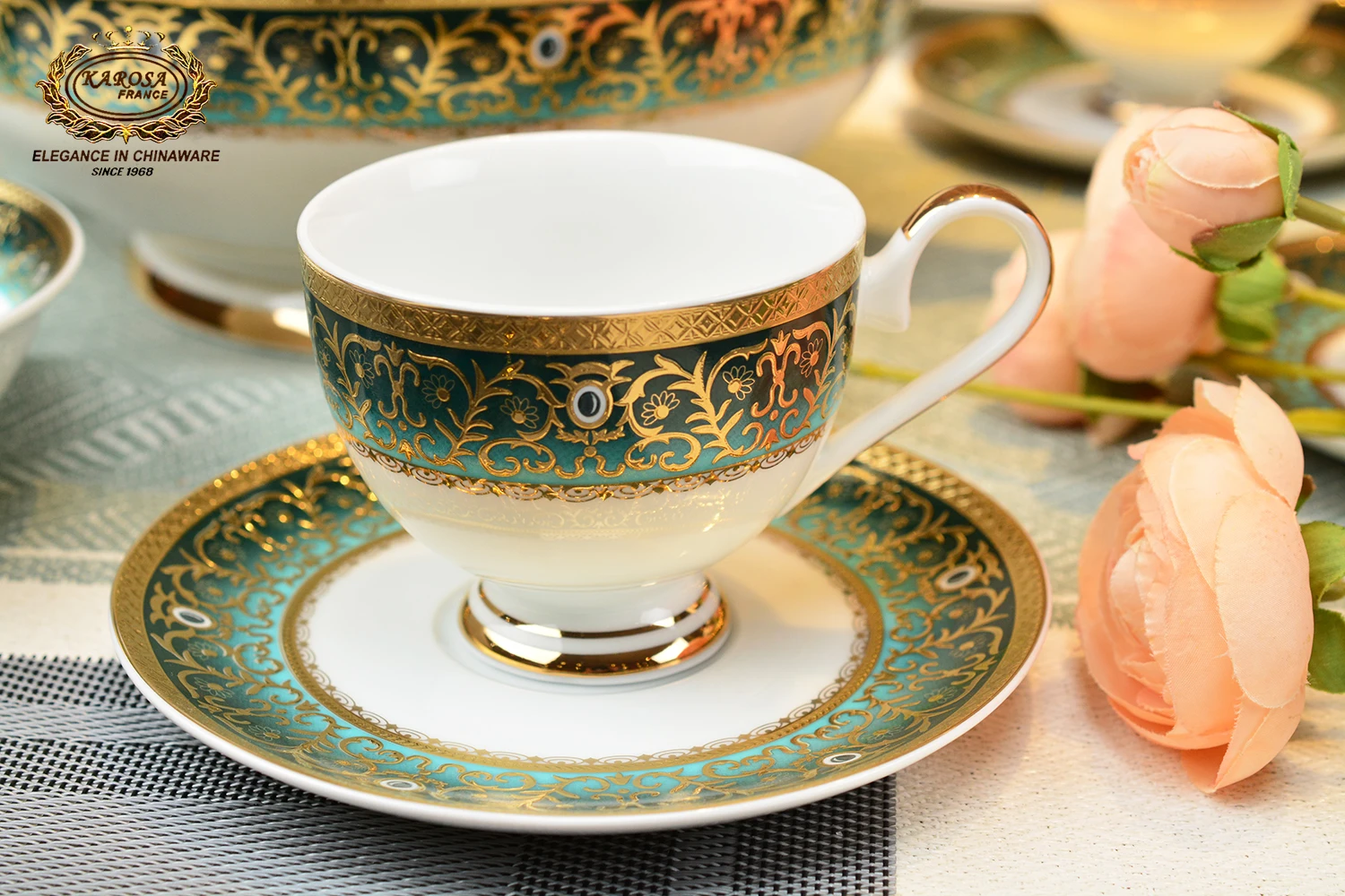 Green Porcelain Dinnerware Royal Dinner Set Fine China Dinnerware Sets ...