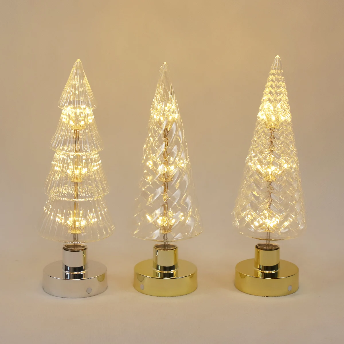 wholesale xmas tree glass decorations led light up glass illuminated christmas tree decoration light