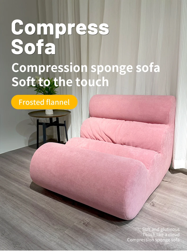 Minimalist One-Seater L-Shape Armless Cloth Sofa Removable Washable Cover Compression Vacuum Packaging Sponge Apartment Hotel