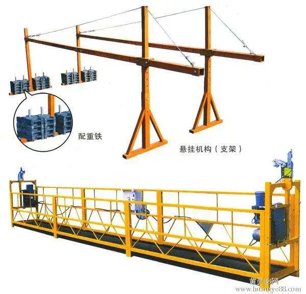 Galvanized electric suspended platform with artificial hanging basket work platforms for building wall construction gondolas