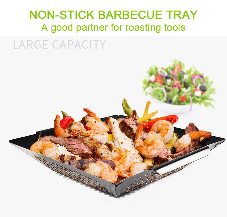 online Top Seller 2022 Outdoor Barbecue Grill tool Frying Pan Barbecue Utensils BBQ Wok Tray For Grill Vegetable Fish Meat