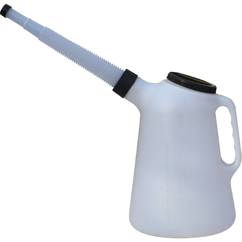 Automotive Measuring Container 5L Long-Spout Oil Dispenser - Clear Plastic Fluid Container With Flexible Pour Spout Oil Fill Jug