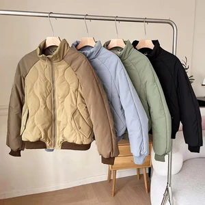 157  2026 New Women's Plus Size Autumn Winter Windproof Solid Woven Zipper Closure Finished Stand-Up Collar Quilted