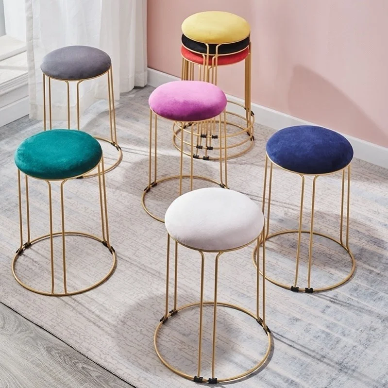 Wholesale Nordic Style Fabric Upholstery Creative Cheap Stack Small Round  Modern Velvet bar Stool