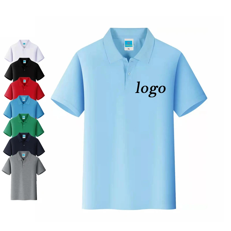 Sales Promotion Custom Logo Solid Color Plain Blank Pique Polyester Embroidery Washed T Shirt Cotton T-shirts Men's Polo Shirts