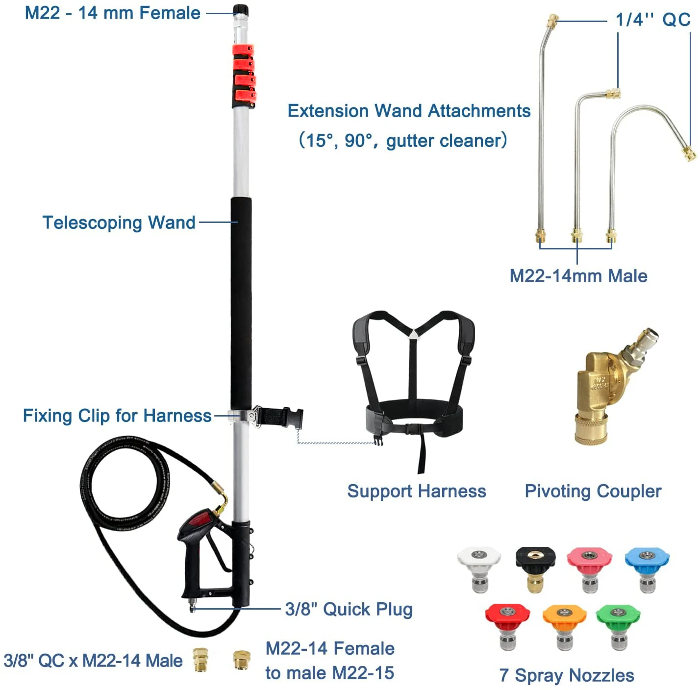 Bison 24 Heavy Duty Telescoping Extension Spray Wand For High Pressure