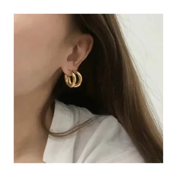 T000873099 Xuping Jewelry 18K Gold Plated Vintage Earrings Luxury For Women South Korean Hoop Simple Earring