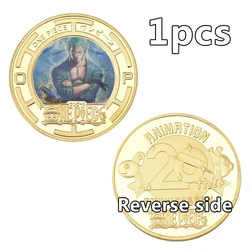 Anime japonês Luffy Zoro Nami Moedas de ouro comemorativas Metal