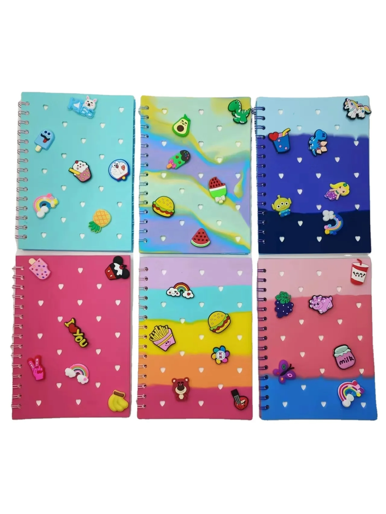 Cute Design Silicone Cover Spiral Cartoon Notebook For Kids  Silicone notebook journal planner With Funny Charms