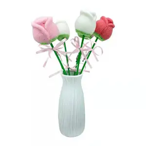 Kosher Certified Rose Shaped Cotton Candy Bouquet Fruity Coated for Valentine's Day Decorative Gift